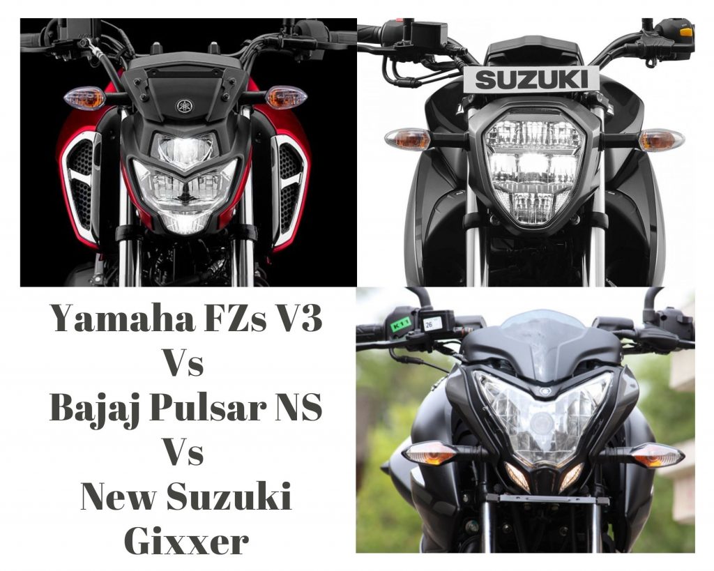 Yamaha FZs V3 Vs Bajaj Pulsar NS Vs New Suzuki Gixxer (1)